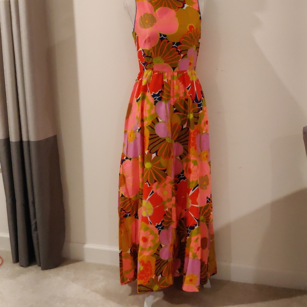 Vintage Evelyn Pearson Lounging Apparel Dress Colorful 60s Mod Tiki Aloha